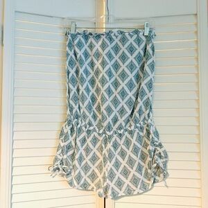 Victoria’s Secret Blue and White Patterned Cotton Strapless Romper Size XS